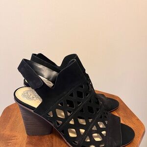 Women's Black Cutout Heeled Sandals
